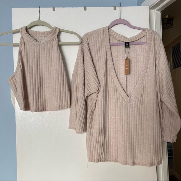 Women’s two-piece ribbed shirt, long sleeve - Picture 1 of 4